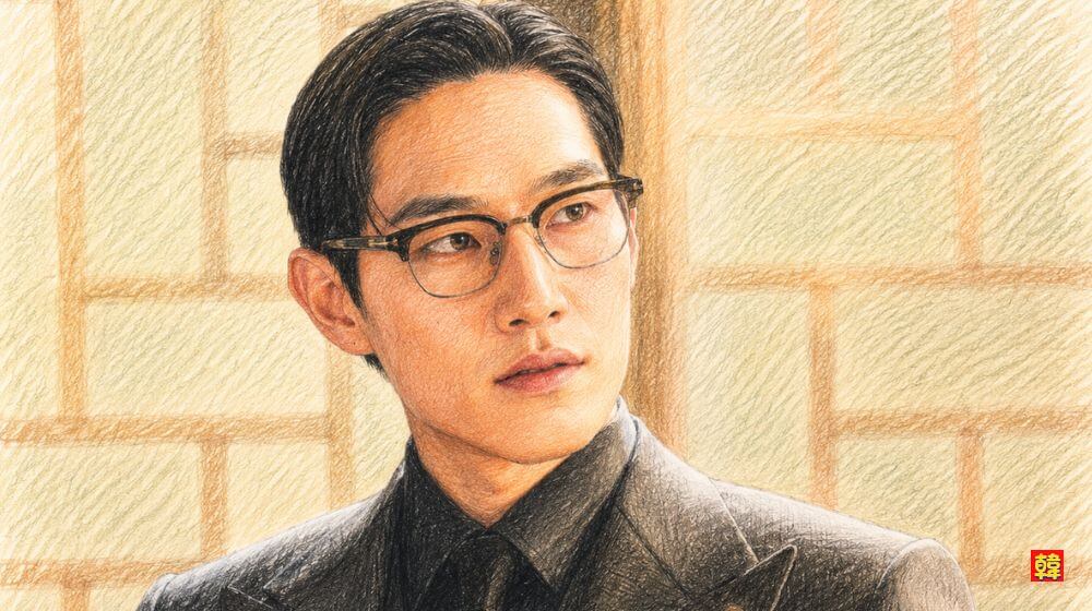 『21世紀の大君夫人』で後半の黒幕として存在感を放つミン総理。静かな表情の奥に冷酷さを隠した、鋭い眼差しが印象的なシーン。