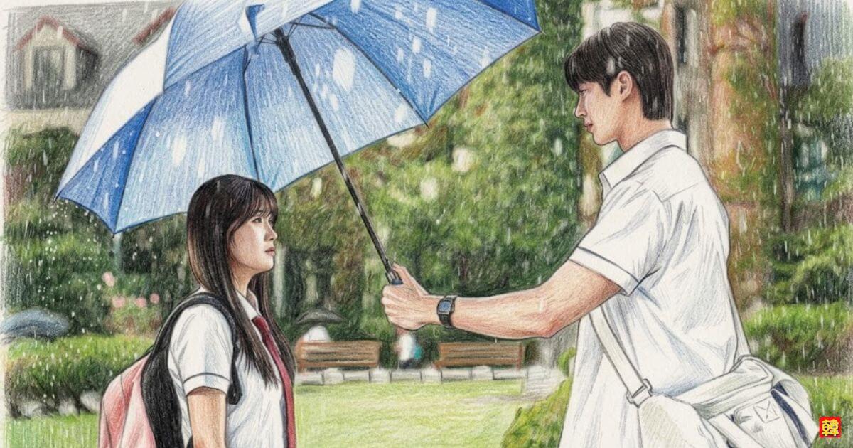 ソンジェ背負って走れ ピョン・ウソク出演シーン｜雨の中で傘を差し出す名シーンを描いた韓国ドラマイメージ画像