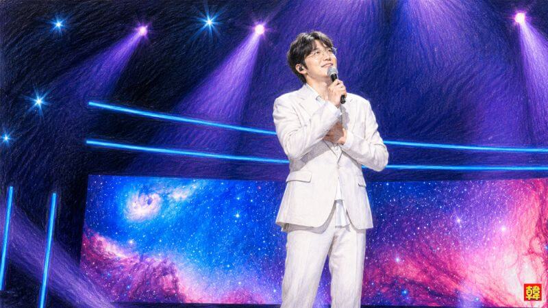 ステージで歌うソン・シギョン。来日公演「A Song For You 2026」のイメージ（色鉛筆風イラスト）