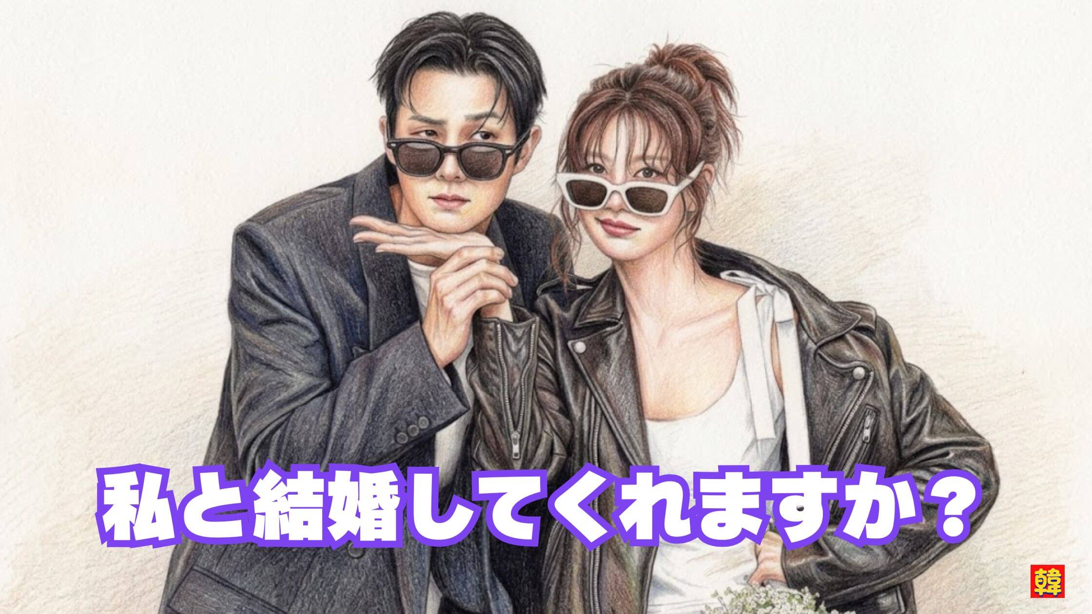 クールに決めた二人の軽やかな雰囲気が印象的。恋と運命が交差するラブストーリー『私と結婚してくれますか？』のビジュアルカット。